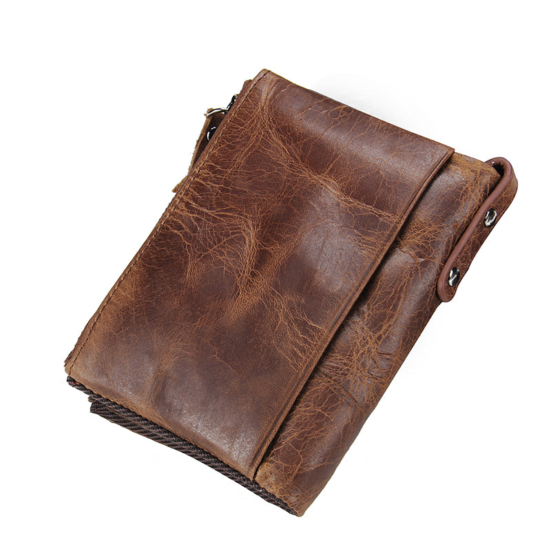 Double Zipper Leather Wallet
