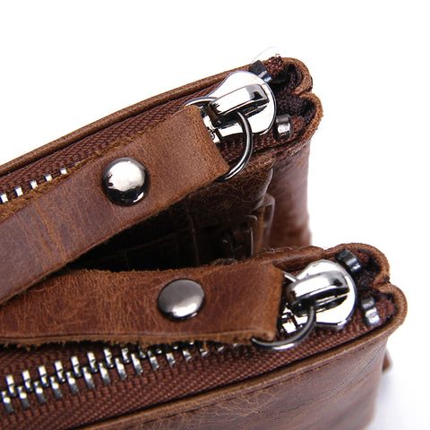 Double Zipper Leather Wallet