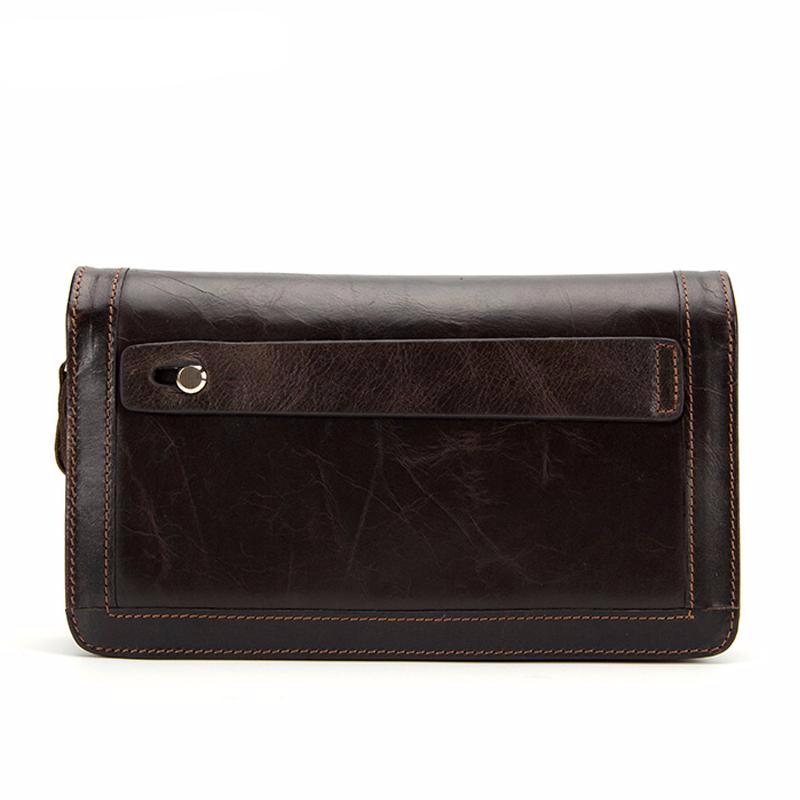 Genuine Leather Double Zipper Wallet