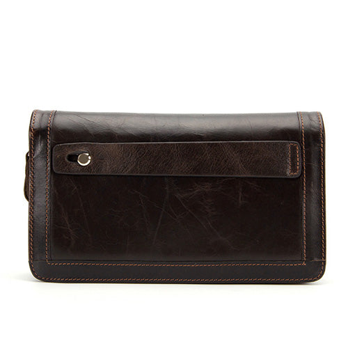 Genuine Leather Double Zipper Wallet