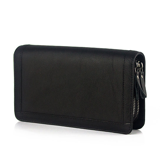 Genuine Leather Double Zipper Wallet