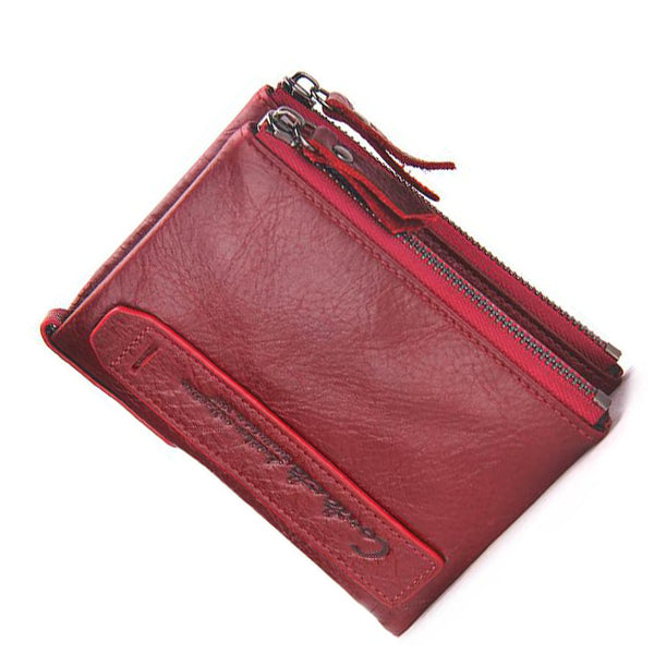 Double Zipper Leather Wallet